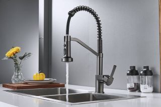 Смеситель для кухни Shevanik S963T оружейная сталь